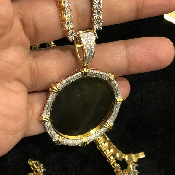 REAL Diamond memory pendant for men, Memorial Keepsake Picture charm, NOT CZ,HOT - Picture 2 of 10